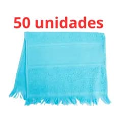 Kit com 50 Toalhas Social de mão para bordar Azul 100% algodão 23x36