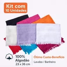Kit 10 Toalhas Sociais 100% Algodão 23x36cm Lavabo Escolar Manicure