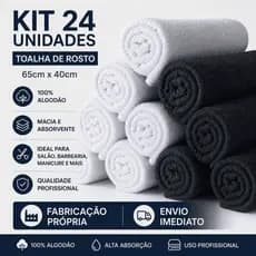 Kit 24 Toalhas de Rosto 100% Algodão | Uso Profissional
