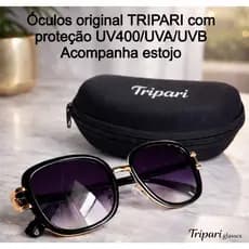 Óculos feminino Original de sol Marca Tripari Com proteção UV400/UVA/UVB molas nas hastes logomarca