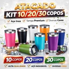 Kit 10/20/30 Copos Térmicos 473ml Com Tampa e Abridor de Garrafas para Cervej. Em Diversas Cores