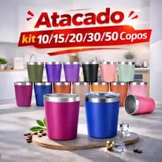 Copo Térmico Inox 260ml Kit Atacado 10/15/20/30/40 Unidades Frete Grátis Loja Brasil Pronta Entrega Cores Variadas