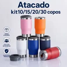 kit10Copo Térmico Porta Lata/long Neck Isolamento Vácuo Inox 5x1