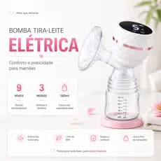 Bomba Tira Leite Elétrica Portátil 5 em 1 com Tela LED 9 Níveis de Sucção 3 Modos Silenciosa Recarregável USB