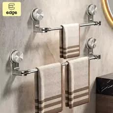 Kit 2 Suporte Porta Toalha com Ventosa, Retrátil, Sem Perfurar, Haste de Aço Inoxidável