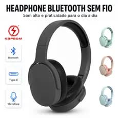 Fone De Ouvido Sem Fio Headphone Bluetooth Over-ear Headset, Dobrável, Autonomia de 18 Horas