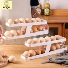 Porta-Ovos para Geladeira com 2 Andares Rolante, Acomoda 15 Ovos, Organizador de Ovos