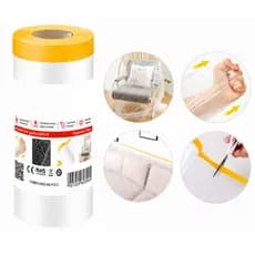 Filme Mascaramento Fita Crepe Proteção Pintura Obra Moveis Filme Plástico com Fita Crepe 2M X 20M