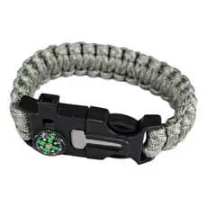 Bracelete Tático Paracord Pederneira Apito Bussola