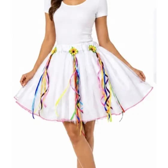 saia de tule branca noiva caipira ( ADULTO ) ( INFANTIL )