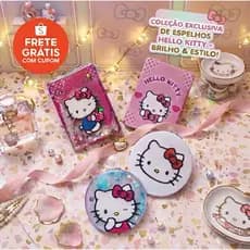 Espelho de bolsa Hello Kitty - Compacto e Portátil, espelho comun e com Zoom 2x - retangular ou redondo