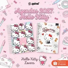 Agenda 2027 Hello Kitty - Agenda diária Planner Hello Kitty  Sanrio - Spiral - produto original licenciado