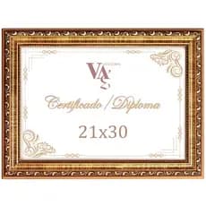 Moldura dourada trabalhada para certificado 21x30 dourado com relevo com vidro