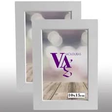 Kit 2 Porta Retrato 10x15 Foto Moldura Vidro Branco