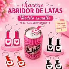 Chaveiro Abridor de Latas Modelo esmalte para brindes, lembrancinhas Preserva sua Unha Item Delicado Feminino