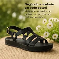Papete Rasteira Meg Feminina Preta Caramelo - Conforto Inigualável do 33 ao 40