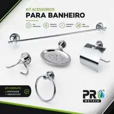 Kit Acessórios de Metal Para Banheiro Aço Inox 5 Peças COMPLETO Cód. 750