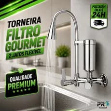 Torneira Gourmet Cozinha Com Filtro Parede Pia Dois Jatos Flexível 1/4 de Volta - 1053