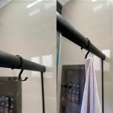 Suporte Porta Toalha Para Box Banheiro Roupa Bolsa Roupão Gancho Sem Furo Preto Fosco 4587