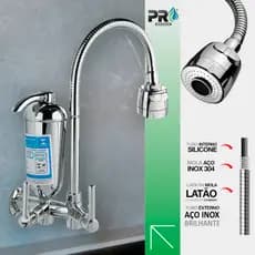 Torneira Gourmet Com Filtro Pró Saúde Cozinha Parede Pia 1/4 De Volta C-66 Cód. 2070-1
