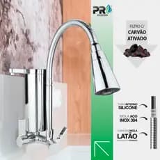 Torneira Gourmet Cozinha Com Filtro Parede Pia em Metal Dois Jatos Flexível 1/4 de Volta Cód. 1154