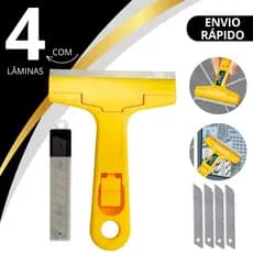 Raspador Para Limpar Box Piso Vidro Cerâmica Azulejo + 4 Laminas