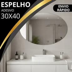 Espelho Adesivo Oval 30x40cm Decorativo De Parede Espelho