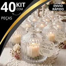 Kit 10-40 Mini Bomboniere Potiche Vidro com Tampa 90ml - Lembrancinha Casamento Batizado Festa
