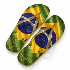 Chinelo Brasil Copa do Mundo 2026 Feminino Varias Estampas Bandeira Verde e Amarelo Confortável