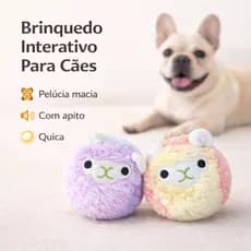 Bolinha Pet de Pelúcia Pula e Apita Brinquedo Interativo para Cães 11cm
