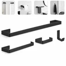 Kit de Acessórios para Banheiro Preto Fosco Luxo 4 Peças