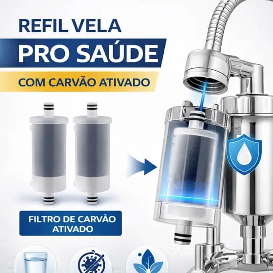 Kit 2 Refil Universal Para Filtros Torneira Gourmet Vela Carvão Ativado Pró-Saúde