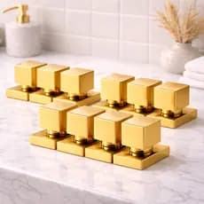 Kit 10 Acabamentos Quadrado De Metal Para Registro Pressão Gaveta Deca Acabamento Dourado