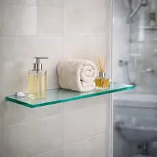 Prateleira Porta Shampoo Reto Vidro 10x30cm 6mm Para Banheiro Com Suporte ABS Luxo Premium