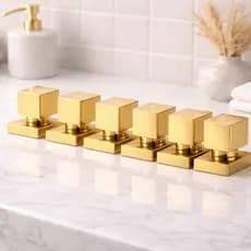 Kit 6 Acabamentos Quadrado De Metal Para Registro Pressão Gaveta Deca Acabamento Dourado