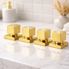 Kit 4 Acabamentos Quadrado De Metal Para Registro Pressão Gaveta Deca Acabamento Dourado