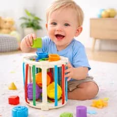 Brinquedos Montessori Sensoriais para Bebês  Meses com Frutas Coloridas e Habilidade Motoras  Cubo de Atividades