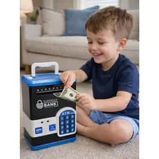 Mini Cofre Eletrônico Com Cartao de Credito Digital Puxa Notas Automático Dinheiro e Moedas Cofre De Caixa