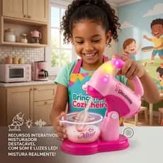 Batedeira De Brinquedo Infantil Com Luz Som E Movimento Botão Liga Desliga Cozinha Faz De Conta Educativa Presente i