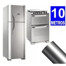 10 metros Adesivo Película Vinil Prata Inox Impermeável Envelopar Decorar Fogão Geladeira Móveis