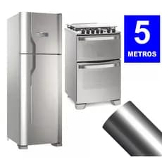 5 metros Adesivo Película Vinil Prata Tipo Inox Impermeável Envelopar Decorar Fogão Geladeira Móveis