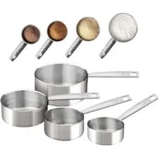 Kit Medidores de Inox 4 Peças – Xícaras 1/4 1/3 1/2 e 1 | Precisão para Receitas | Secos e Líquidos | Cozinha Profission