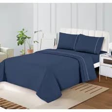 Jogo de Cama Napoli 4 Peças Lençol Sobrelençol Fronhas 300 Fios Casal Queen King Premium c/ Elástico