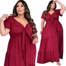 Vestido Plus Longo Festa Casamento Madrinha Elegante Social Formatura Casual Forrado Manga Qualidade