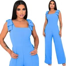 Macacão Feminino Longo Festa Laço Ombro Elegante Alfaiataria Casamento Madrinha Formatura Casual Mod