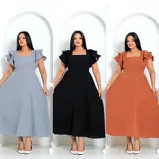 Vestido Linho Elegante Moda Evangelica Cristã Festa Madrinha Formatura Foto Babados Forro Longo Luxo