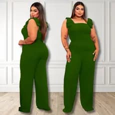 Macacão Plus Alça Laço Ombro Bolso Casamento Madrinha Formatura Elegante Pantalona Festa Casual Moda