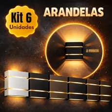 KIT 6 Arandela 2 frisos - uso externo e interno - moderna com facho duplo para casa , Jardim e muro