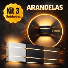 Kit 3 Arandela Externa e Interna Luminária Slim 110/220V  Para Parede Muro Jardim Garagem Fachadas