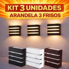 Arandela Luminária Slim 3 Frisos Kit 3un Decoração Uso Interno e Externo Ideal Para Sítios Piscinas Paredes